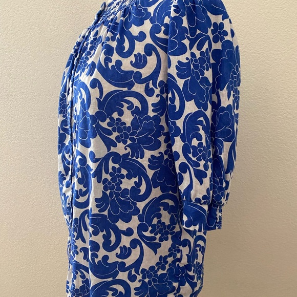 Boden Ada 100% Linen Blue and White Women's Top Size 8 - Picture 8 of 15